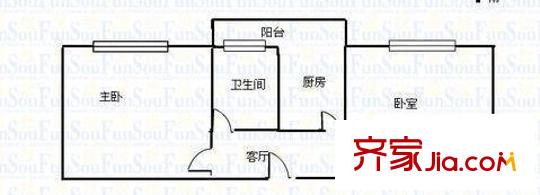省建五公司西礦街宿舍 2室 戶型圖