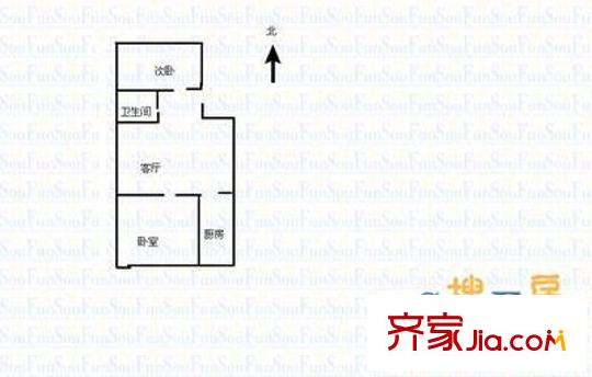 省建五公司西礦街宿舍 3室 戶型圖