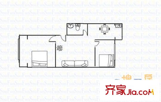 十三冶老區(qū)宿舍 2室 戶型圖