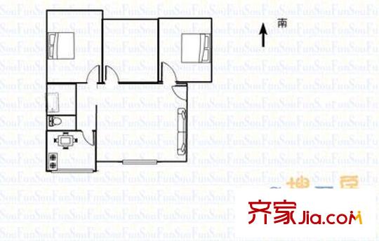 山西廣播電視大學宿舍 3室 戶型圖