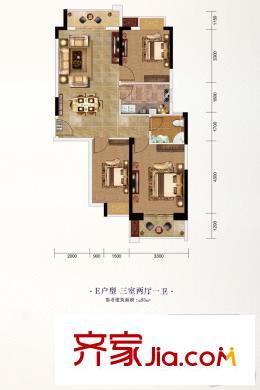 長投?瓏庭3號(hào)樓E戶型 3室2廳1衛(wèi)1廚