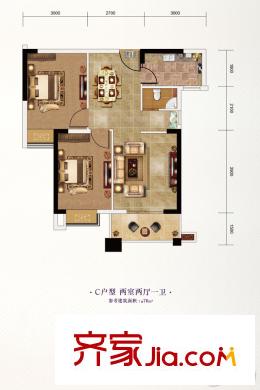 長(zhǎng)投?瓏庭3號(hào)樓C戶型 2室2廳1衛(wèi)1廚