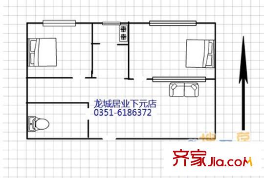 柳巷街道辦事處鐵匠巷社區(qū) 2室 戶型圖