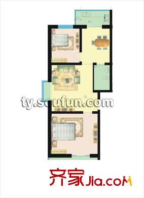 龍泉花園戶型圖澗河花園95.90 2室2廳1衛(wèi)