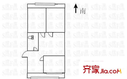旱西關(guān)化工物資總公司宿舍 2室 戶型圖