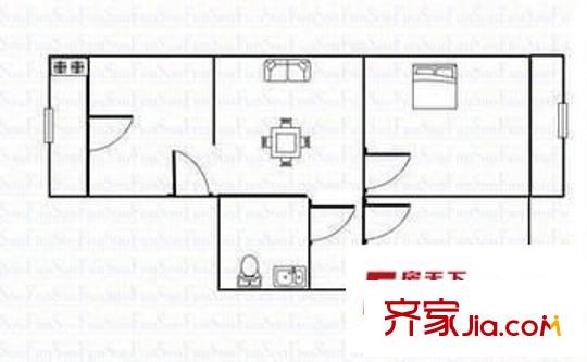 旱西關(guān)化工物資總公司宿舍 2室 戶型圖