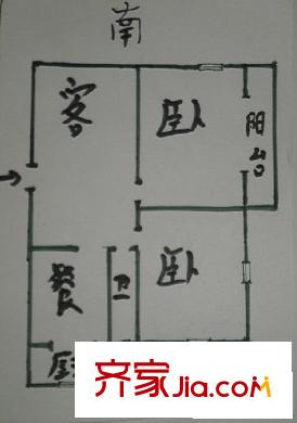 旱西關(guān)化工物資總公司宿舍 2室 戶型圖