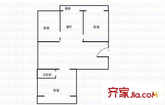 人防宿舍 3室 戶型圖