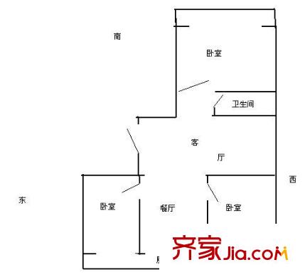 人防宿舍 3室 戶型圖