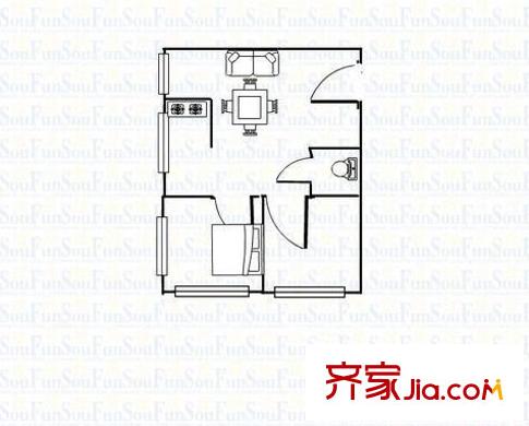 人防宿舍 2室 戶型圖