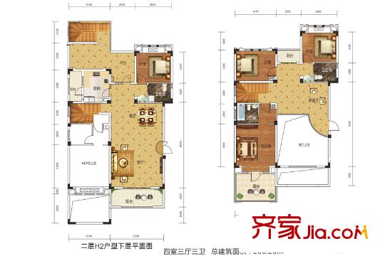 百步亭金橋匯18、19、20、21號樓H2戶型 4室3廳3衛(wèi)1廚