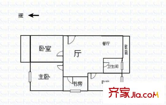 河西建設(shè)銀行宿舍 4室 戶型圖