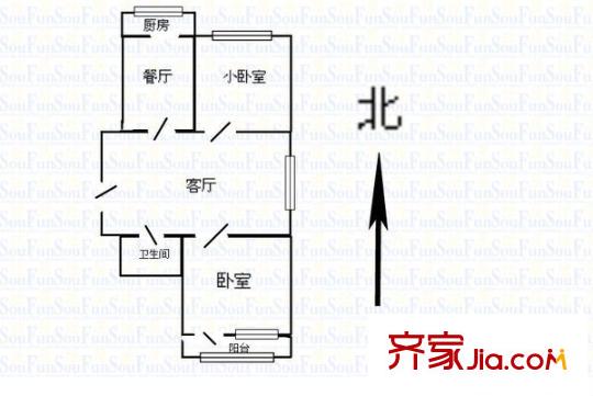 朝陽街省運(yùn)宿舍 2室 戶型圖