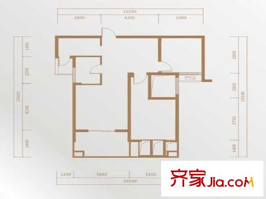 譽(yù)天幸福海3#2b戶型 3室2廳1衛(wèi)1廚