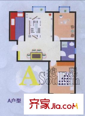 中環(huán)水岸戶型圖A 2室2廳1衛(wèi)1廚
