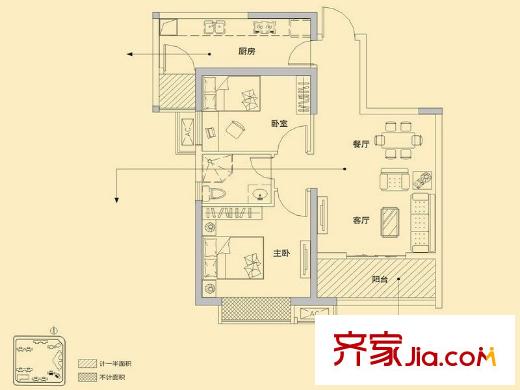 佳兆業(yè)金域天下S1戶型（售完） 2室2廳1衛(wèi)1廚