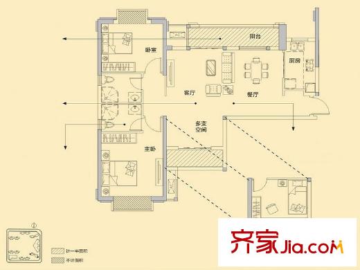 佳兆業(yè)金域天下L1戶型（售完） 2室2廳2衛(wèi)1廚