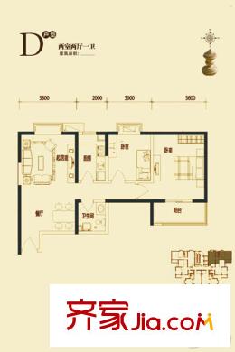 宜佳上東城4#D戶(hù)型 2室2廳1衛(wèi)1廚