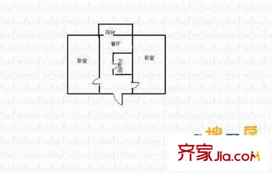 漪汾街電信小區(qū) 2室 戶型圖