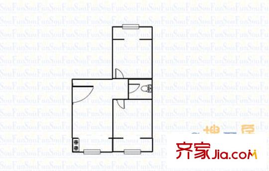 太原理工大學(xué)西區(qū)宿舍 2室 戶(hù)型圖