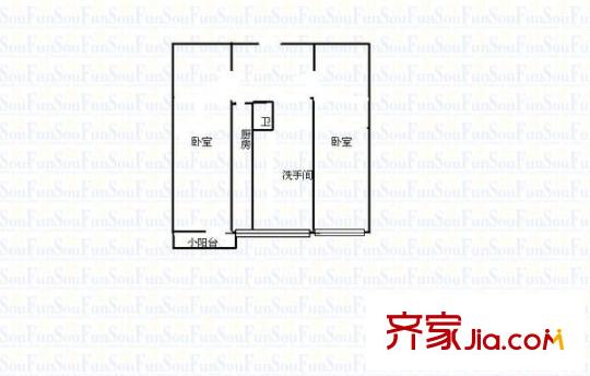太原理工大學(xué)西區(qū)宿舍 2室 戶型圖