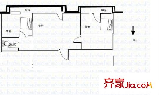 勝利街工商局宿舍 2室 戶型圖