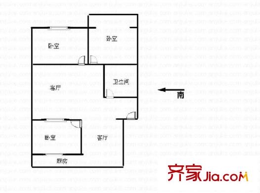 農(nóng)牧局宿舍 3室 戶型圖