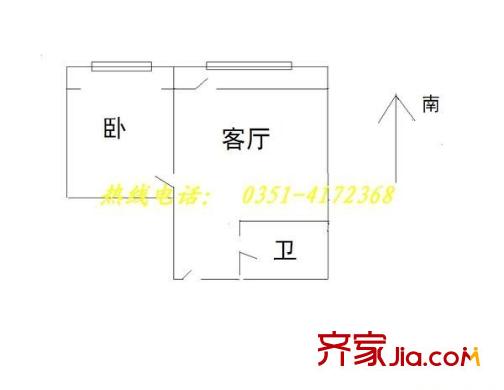 錦泰公交花園 1室 戶型圖