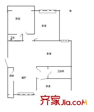 錦泰公交花園 3室 戶型圖