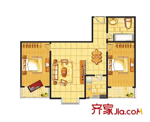 江南陽光E戶型 2室2廳1衛(wèi)1廚
