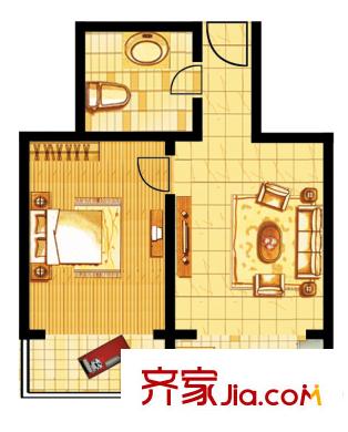 江南陽光F1戶型 1室1廳1衛(wèi)1廚