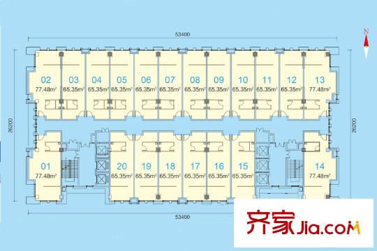 王家灣中央生活區(qū)中央之星SOHO1號樓soho房型 1室1廳1衛(wèi)