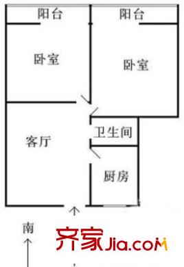機(jī)車廠宿舍 2室 戶型圖
