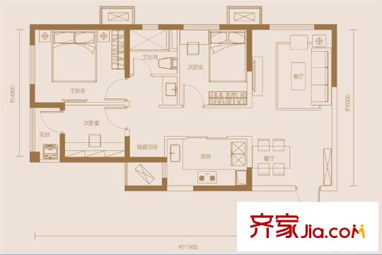 萬科漢口傳奇唐樾2#3B84平3室2廳1衛(wèi) 3室2廳1衛(wèi)1廚