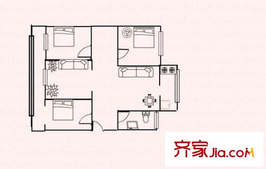 太航聯(lián)通宿舍戶型圖太航小區(qū)（聯(lián)通宿舍）3室 戶型圖 3室2廳1衛(wèi)1廚