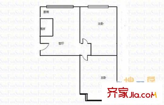 青年路水機廠宿舍 2室 戶型圖