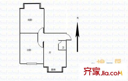 青年路水機廠宿舍 2室 戶型圖