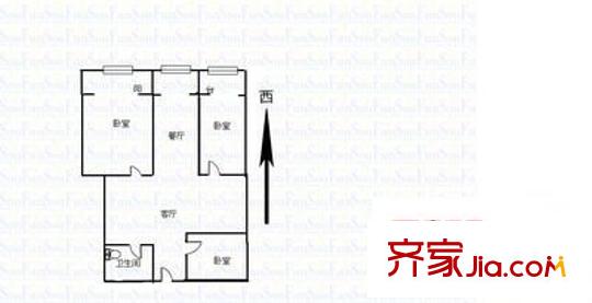 青年路水機廠宿舍 3室 戶型圖