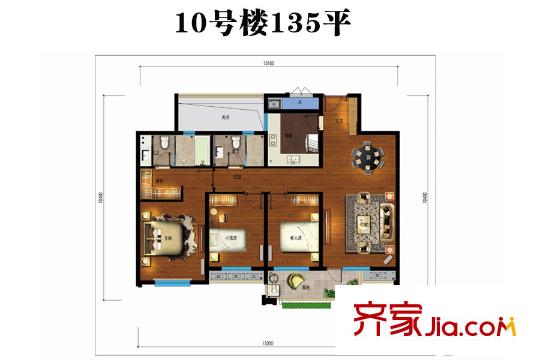 萬(wàn)科錦程10號(hào)樓135平 3室2廳2衛(wèi)1廚
