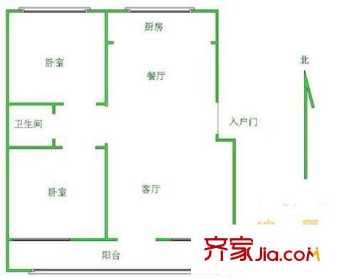 電力設(shè)計(jì)院小區(qū) 2室 戶型圖