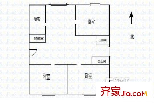 長安大廈戶型圖1 2室