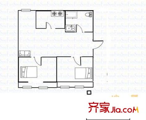 公交體育路宿舍 2室 戶型圖