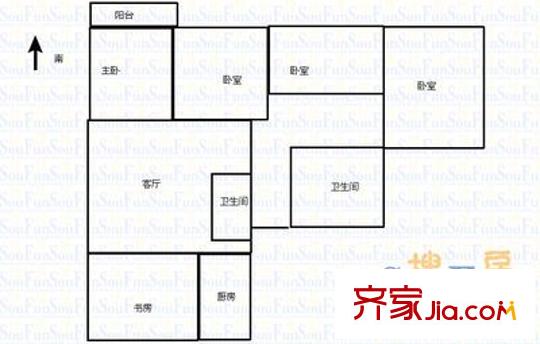 杏花嶺住宅小區(qū) 3室 戶型圖