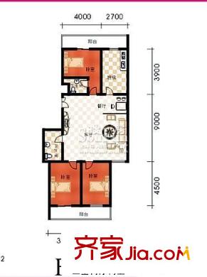 春怡園6號戶型圖3-2-2 168.60平方米 3室