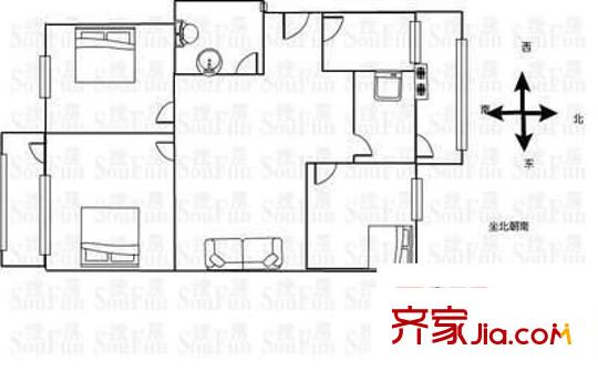 迎澤區(qū)煤運(yùn)公司宿舍 3室 戶型圖