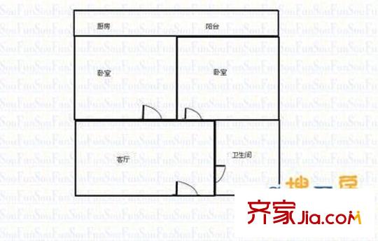 迎澤區(qū)煤運(yùn)公司宿舍戶型圖煤運(yùn)公司宿舍 2室 戶型圖 2室1廳1衛(wèi)1廚