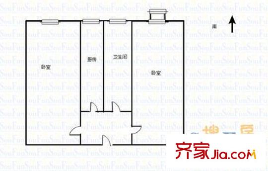 迎澤橋西電信六分局宿舍 2室 戶型圖
