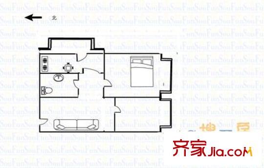 桃園南路第一社區(qū) 2室 戶型圖