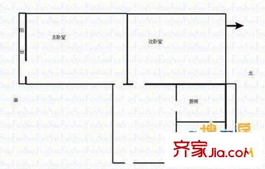 煤場(chǎng)鐵路小區(qū) 2室 戶型圖