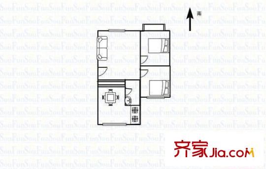 煤場(chǎng)鐵路小區(qū) 2室 戶型圖